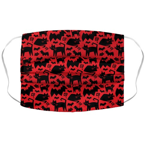 Bats Cats and Questions Pattern Face Mask