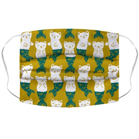 Cat Mermaid Pattern Yellow Face Mask