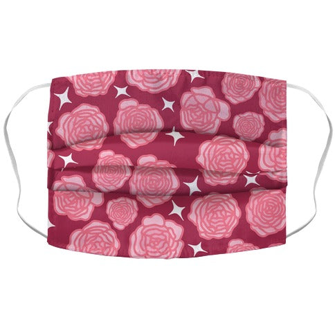 Pink Sparkle Roses Pattern Face Mask