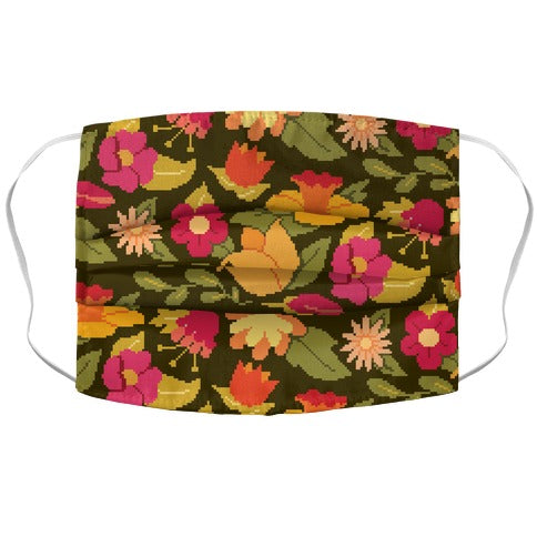 Pixel Floral Pattern Face Mask