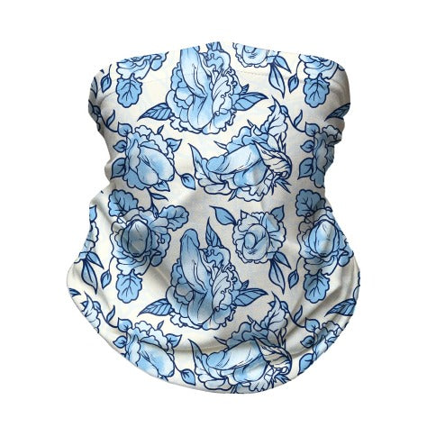 Floral Penis Pattern Blue Neck Gaiter