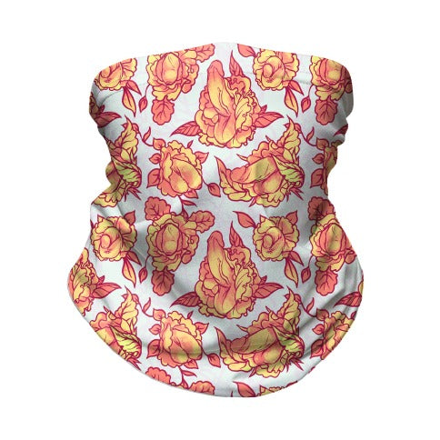 Floral Penis Pattern Orange Neck Gaiter