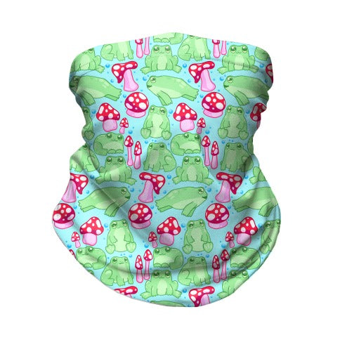 Frogs and Fungus Pattern Neck Gaiter