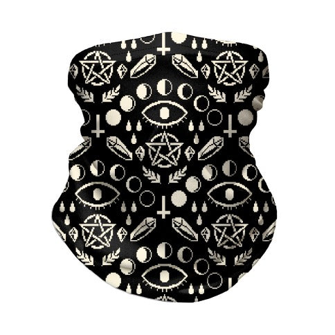 Occult Pixel Pattern On Black Neck Gaiter
