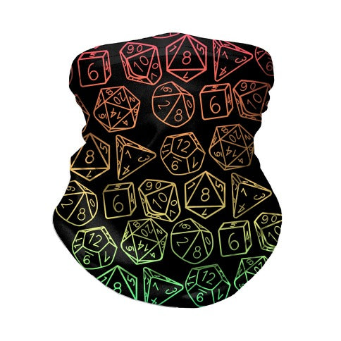 RPG Dice Rainbow on Black Neck Gaiter