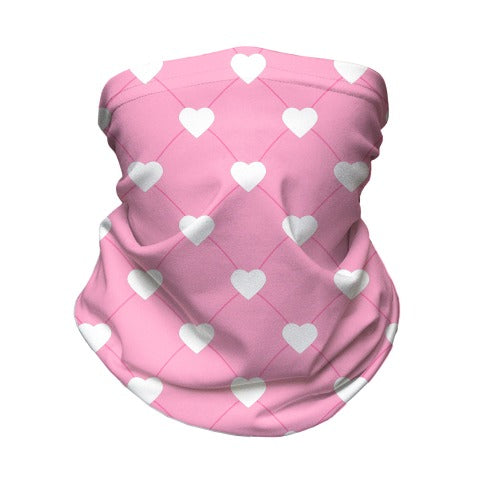 Simple Heart Pattern pink Neck Gaiter