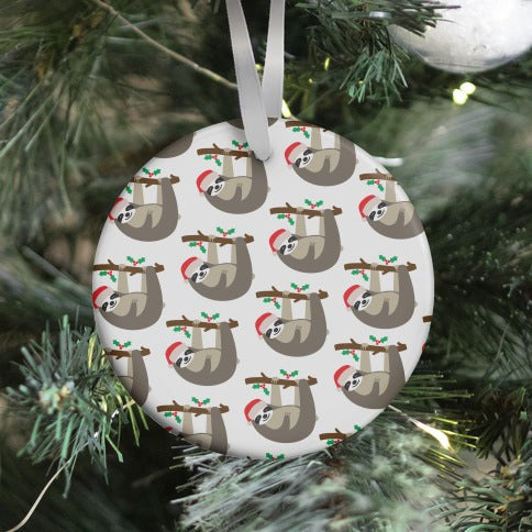 Christmas Sloth Pattern Ornament