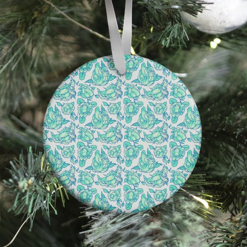 Floral Penis Pattern Teal Ornament