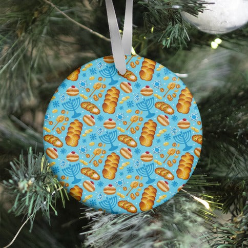 Traditional Hanukkah Food Pattern Ornament