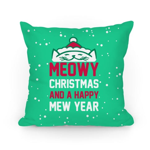 Meowy Christmas Pillow