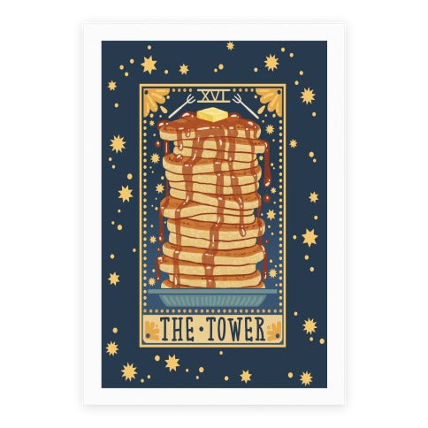 Tarot Card: The Tower (Of Pancakes) Poster