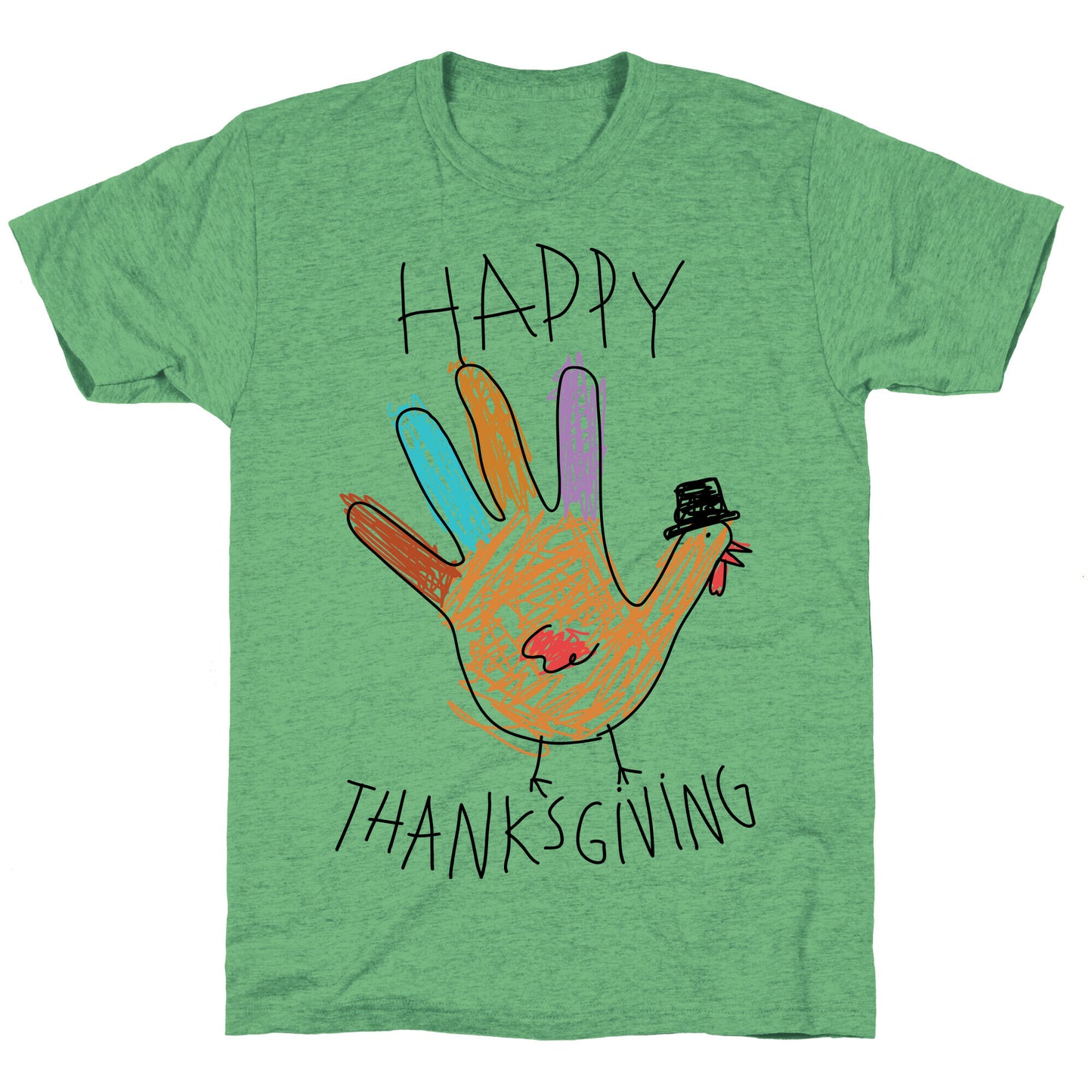 Happy Thanksgiving Hand Turkey Unisex Triblend Tee