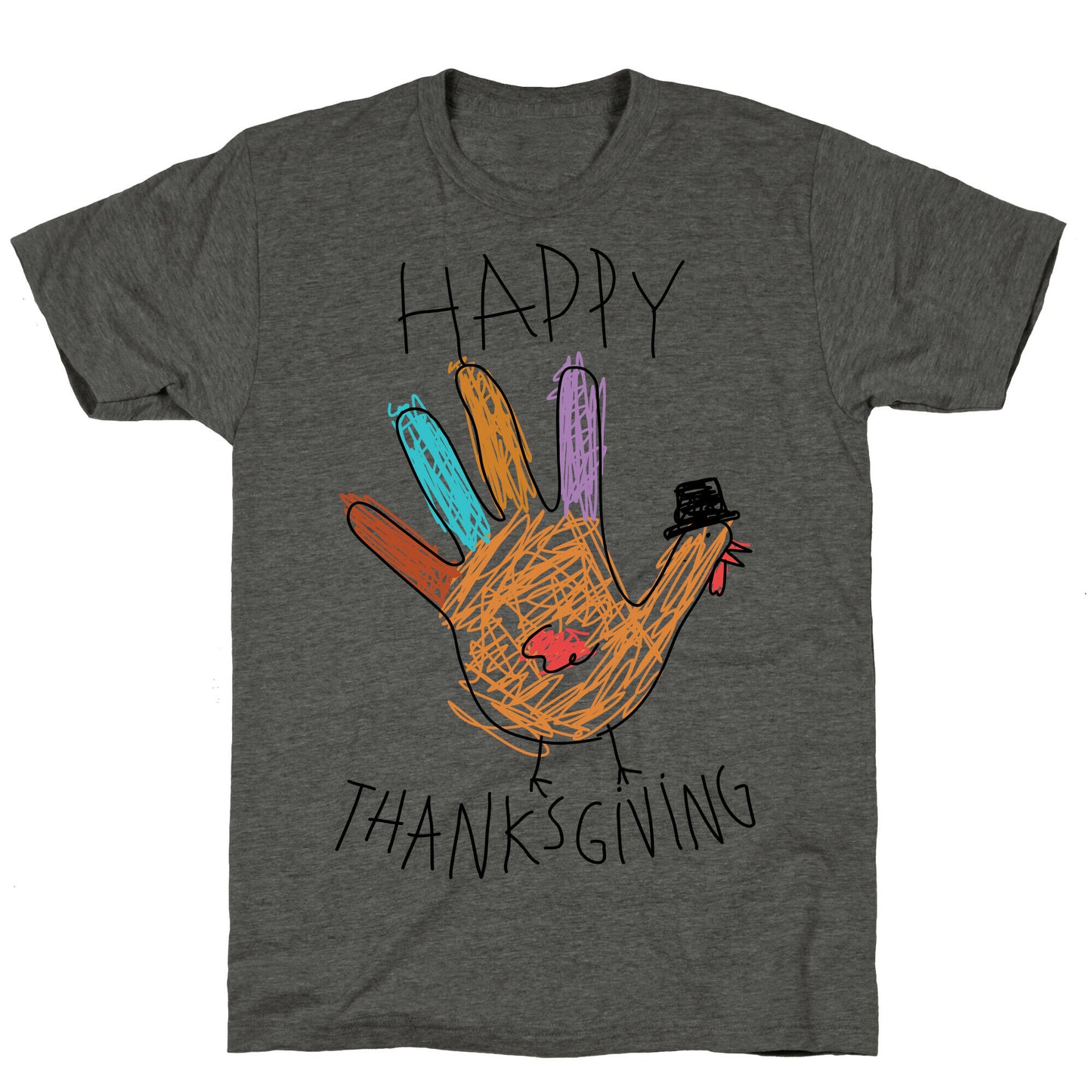 Happy Thanksgiving Hand Turkey Unisex Triblend Tee
