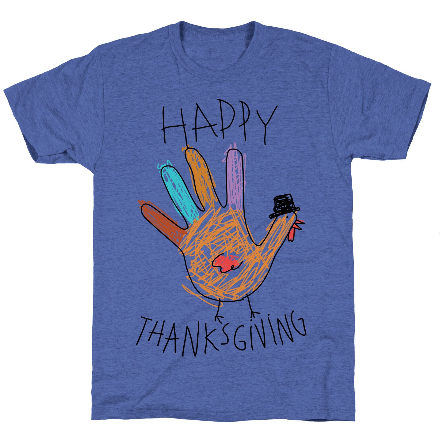 Happy Thanksgiving Hand Turkey Unisex Triblend Tee