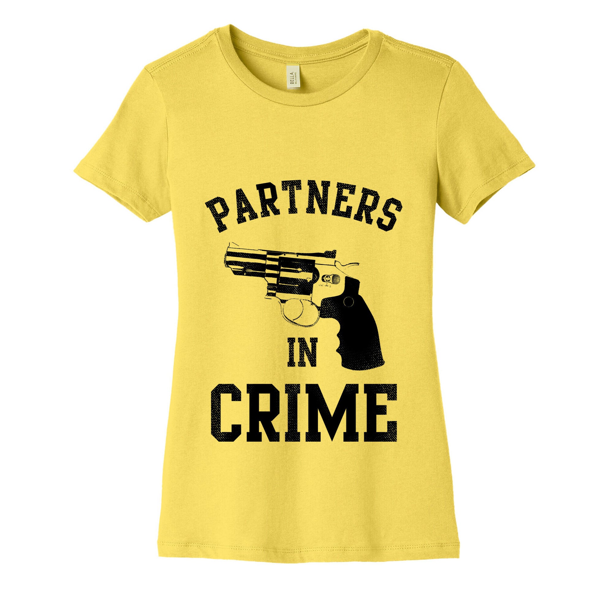 Partners in Crime! (Neon Yellow Left) Women's Cotton Tee