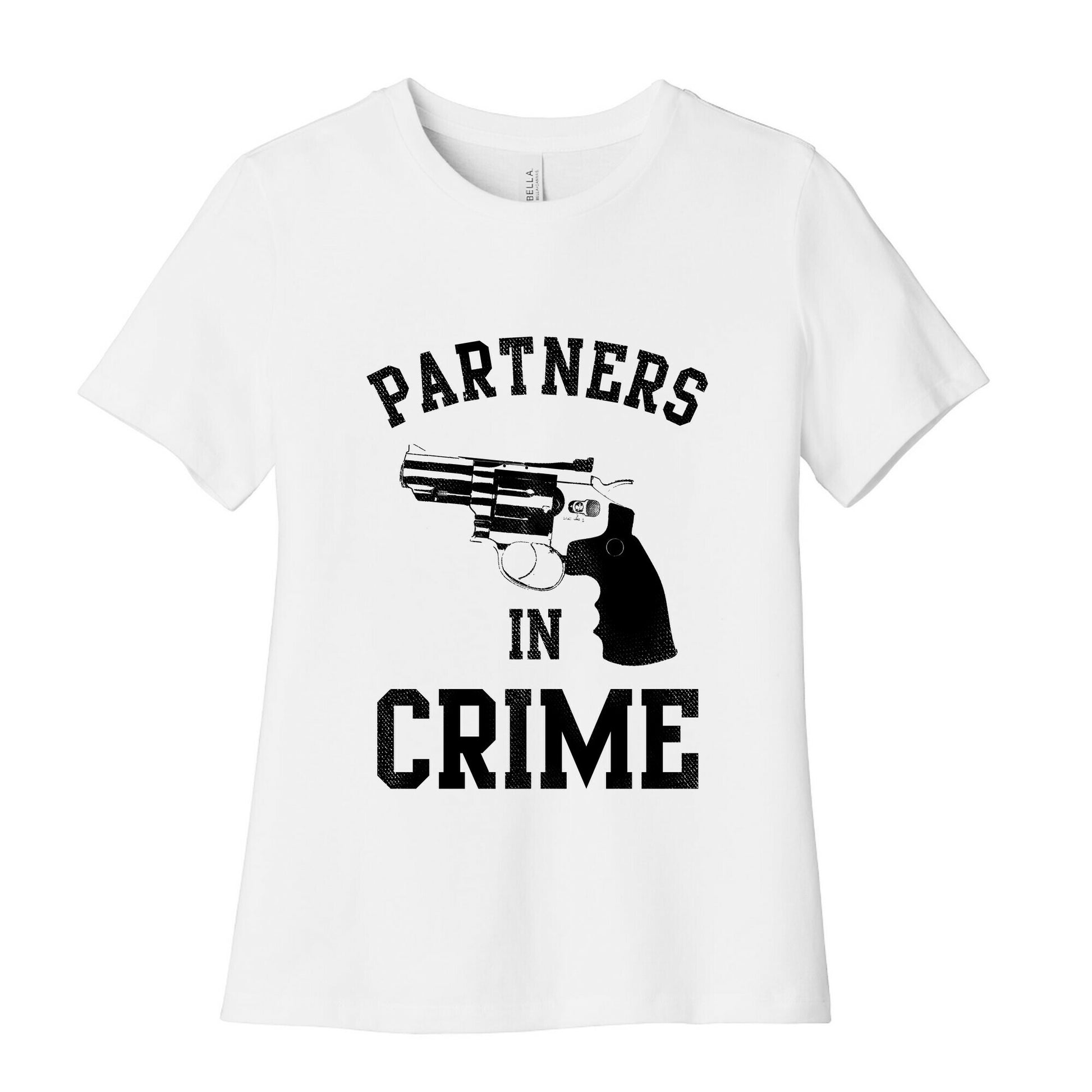 Partners in Crime! (Neon Yellow Left) Women's Cotton Tee