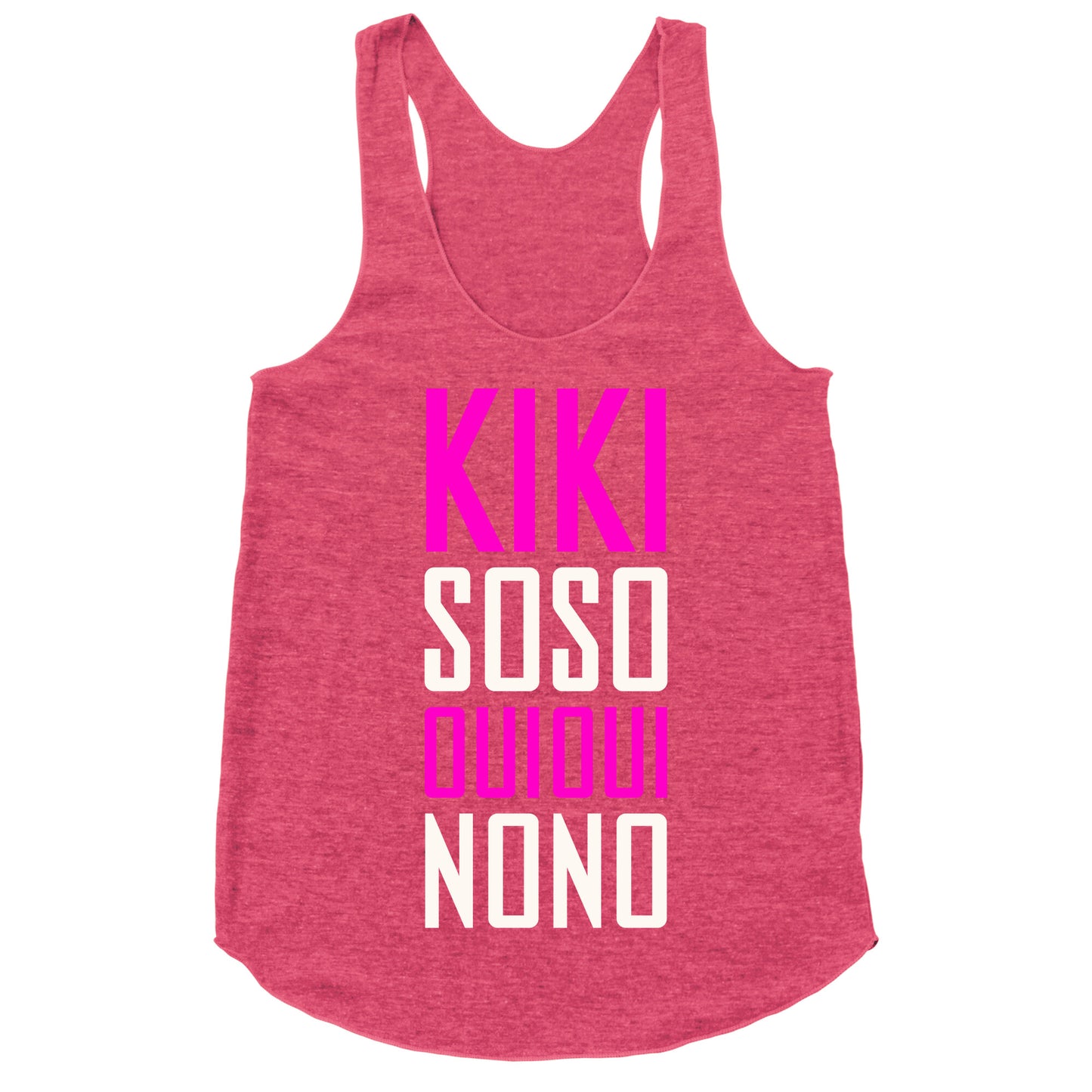 Kiki, So-so, Oui Oui, No No Racerback Tank