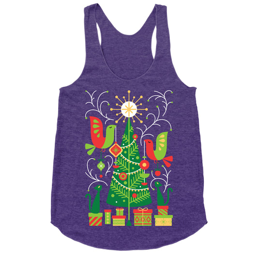 Vintage Christmas Tree Decorating Racerback Tank