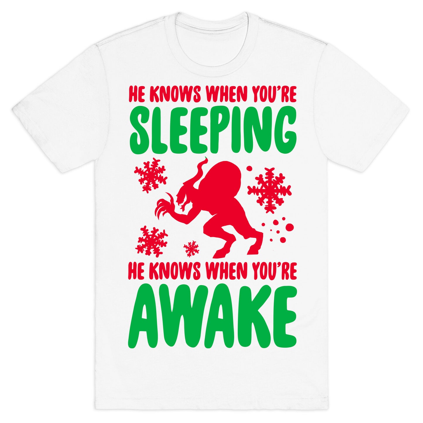 He Knows When You are Sleeping (Krampus) T-Shirt