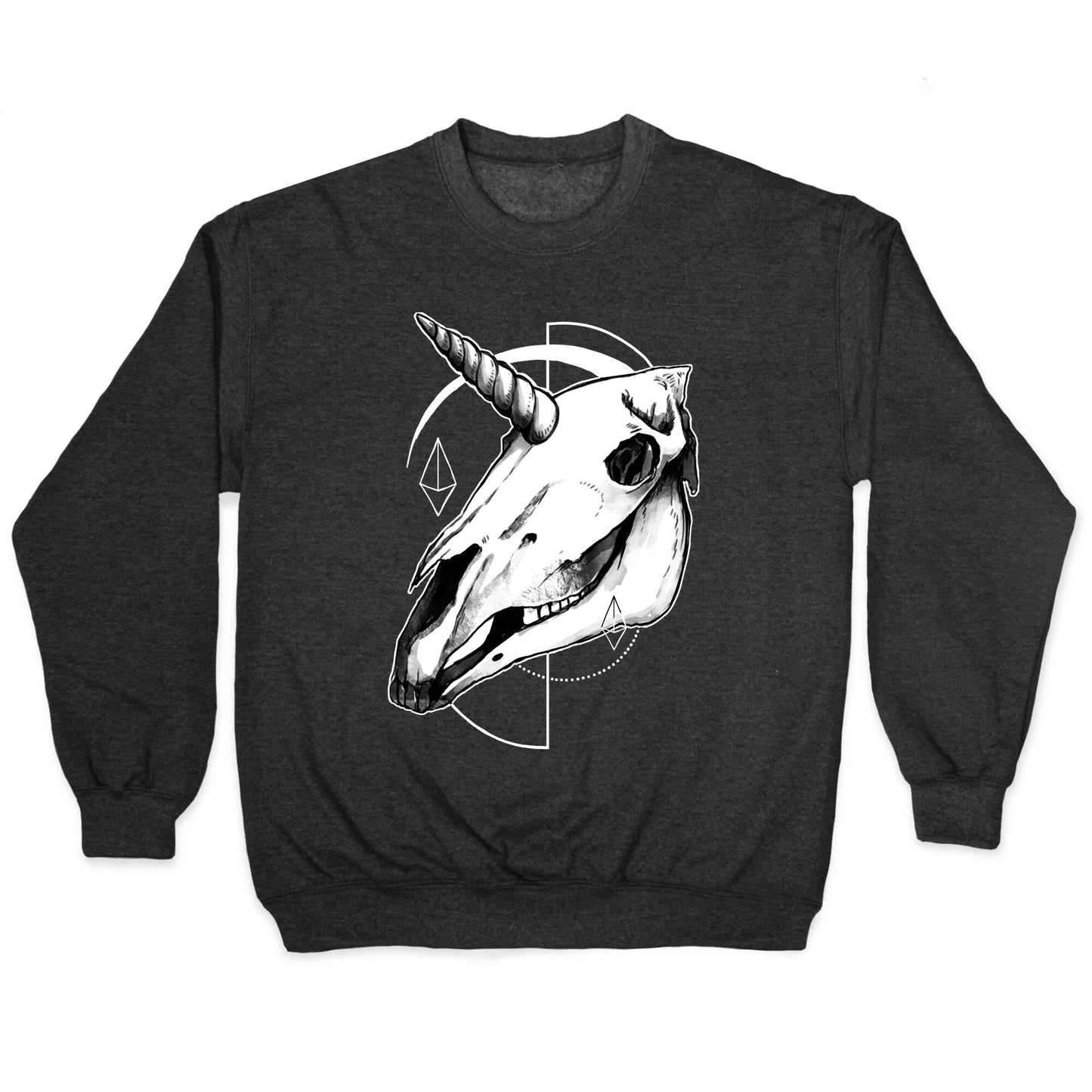 Geometric Occult Unicorn Skull Crewneck Sweatshirt