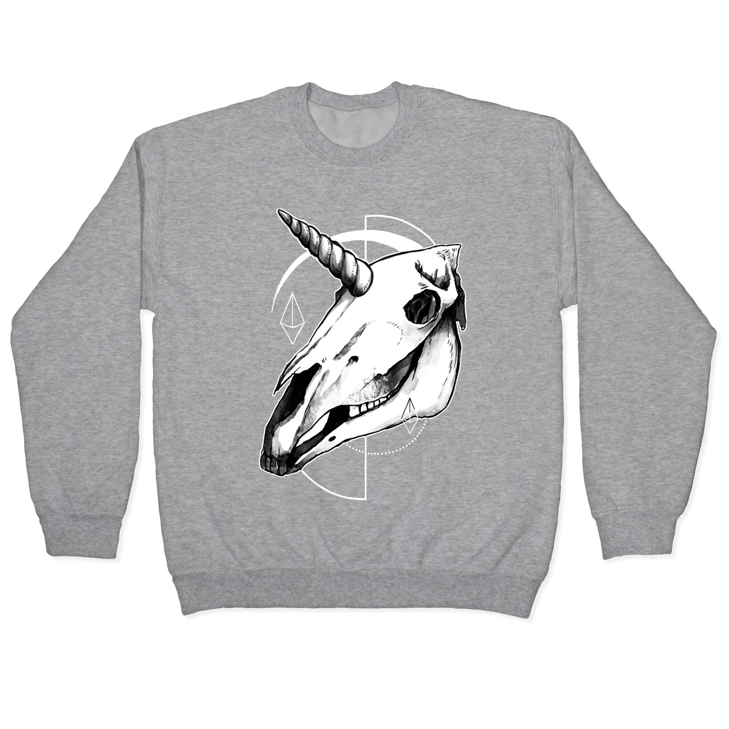Geometric Occult Unicorn Skull Crewneck Sweatshirt