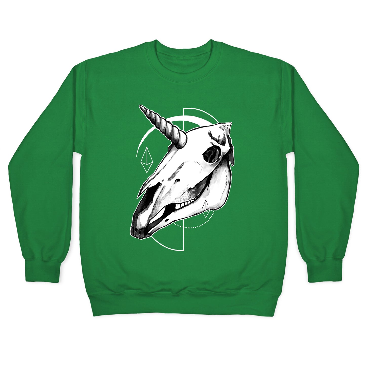 Geometric Occult Unicorn Skull Crewneck Sweatshirt