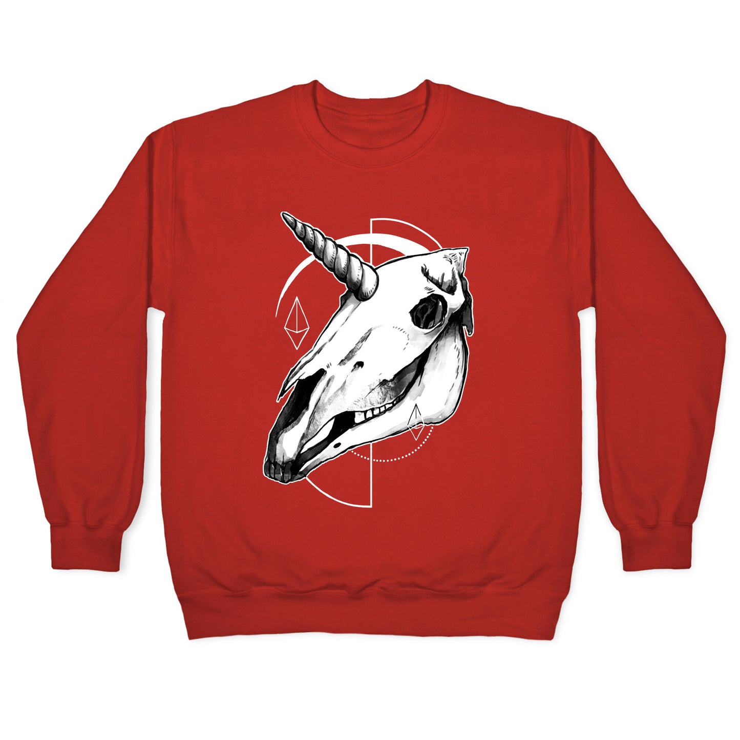 Geometric Occult Unicorn Skull Crewneck Sweatshirt