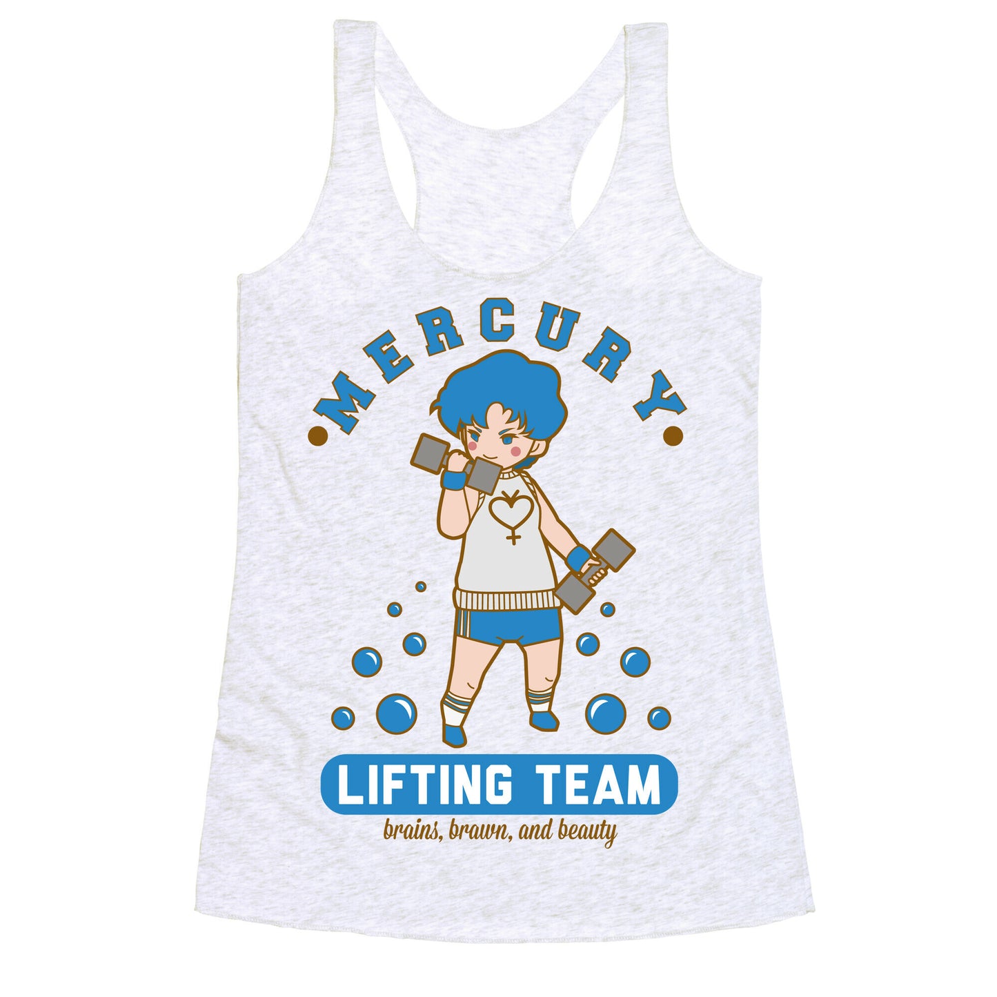 Mercury Lifting Team Parody White Racerback Tank