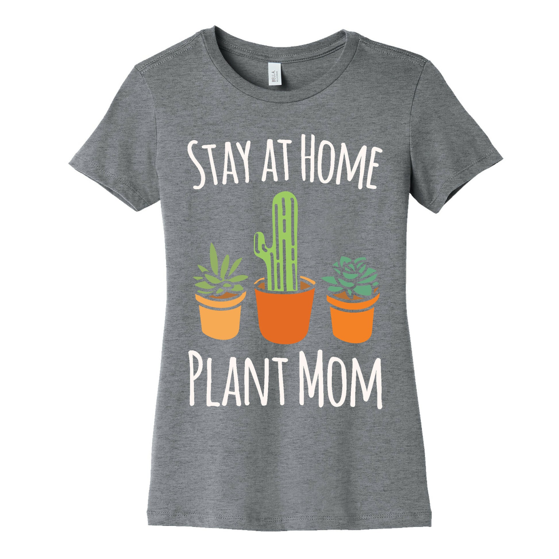 Stay At Home Plant Mom White Print Women's Cotton Tee