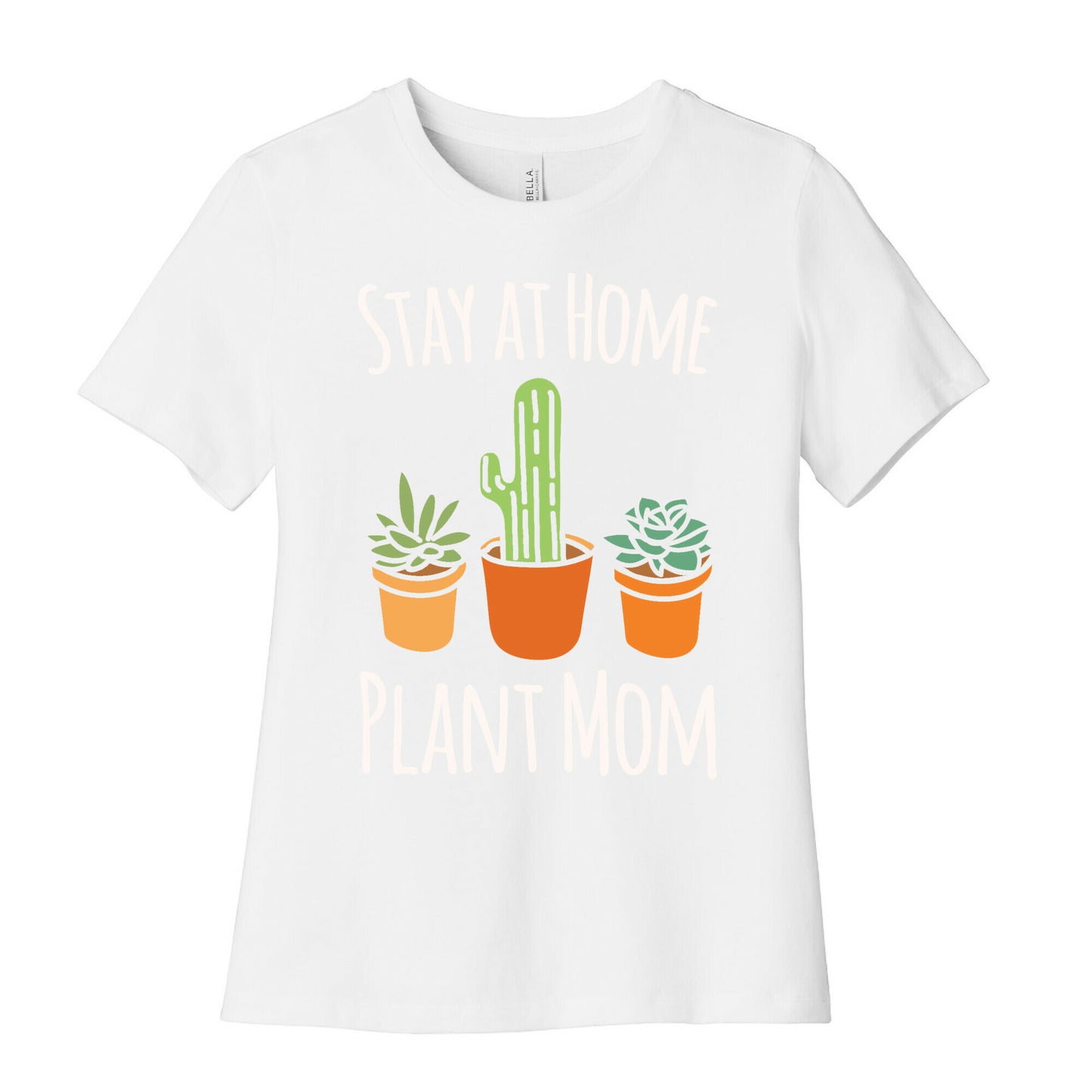 Stay At Home Plant Mom White Print Women's Cotton Tee
