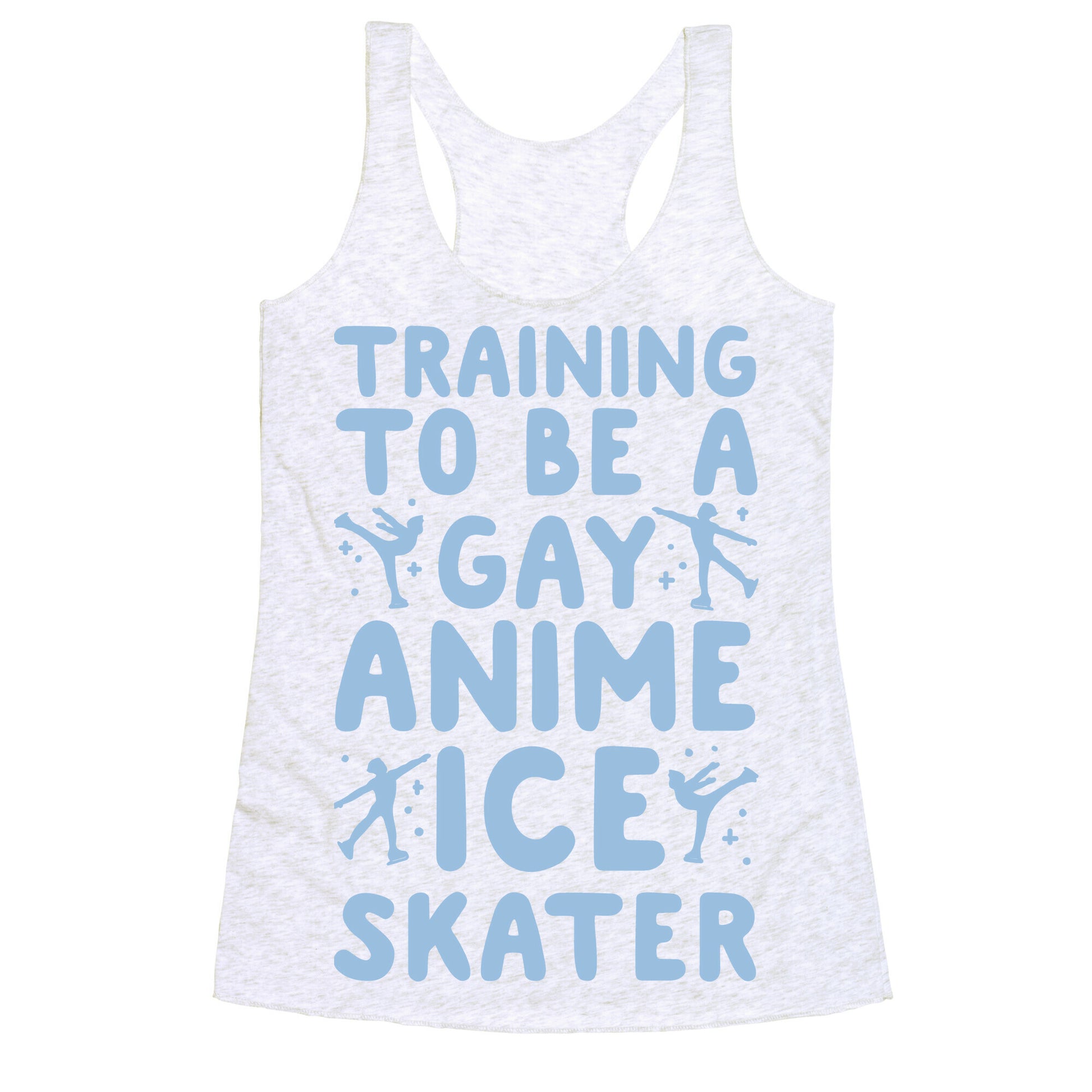 Training To Be A Gay Anime Ice Skater White Print  Racerback Tank