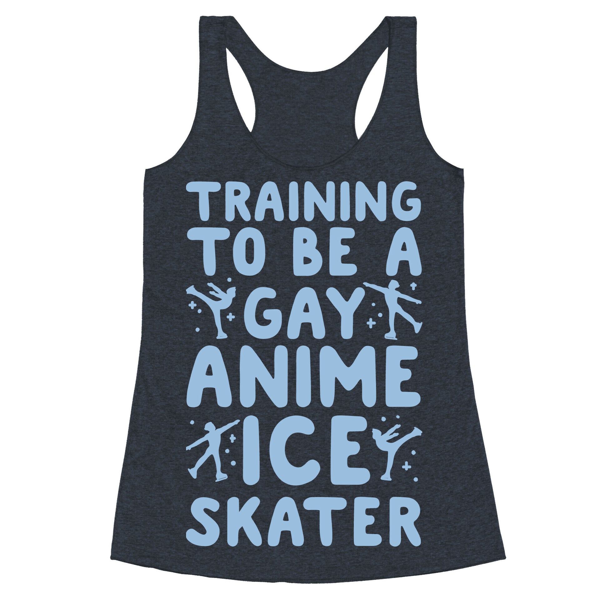 Training To Be A Gay Anime Ice Skater White Print  Racerback Tank