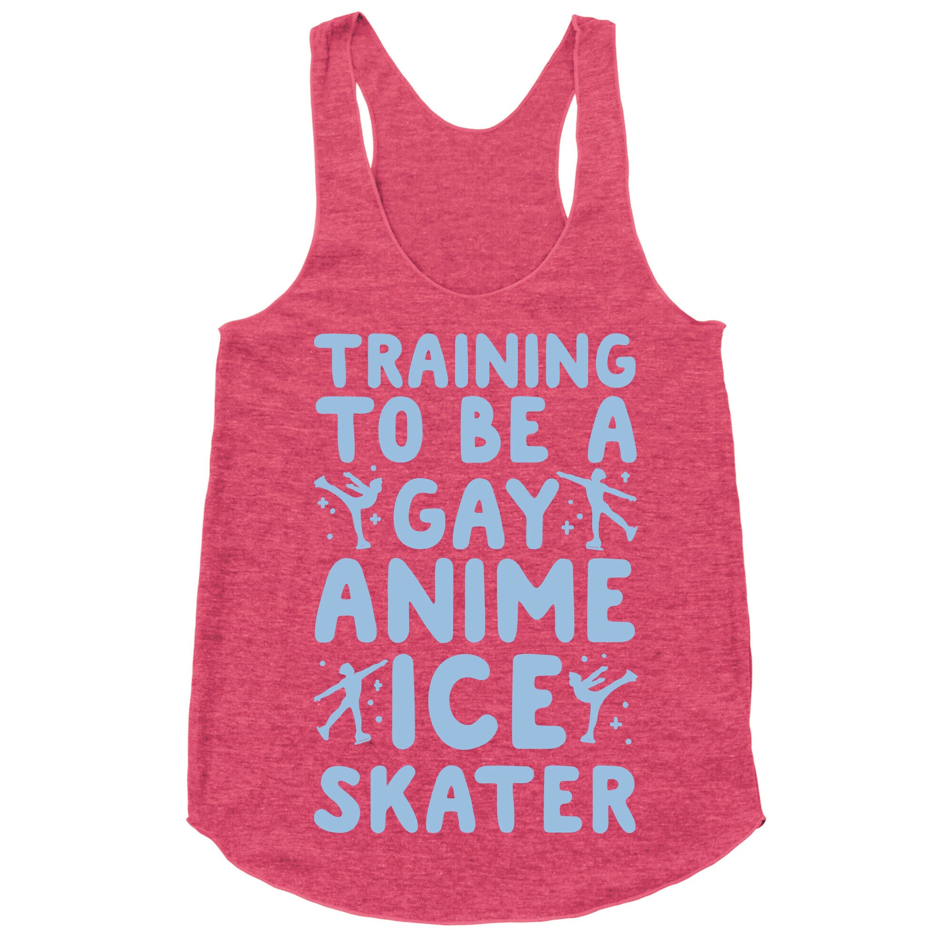 Training To Be A Gay Anime Ice Skater White Print  Racerback Tank