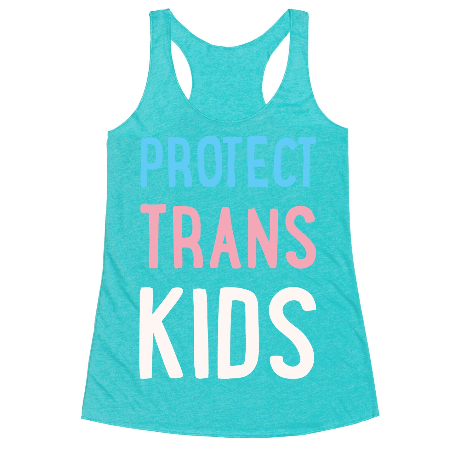 Protect Trans Kids White Print Racerback Tank
