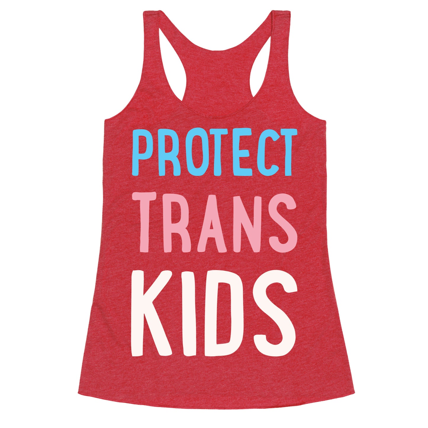 Protect Trans Kids White Print Racerback Tank