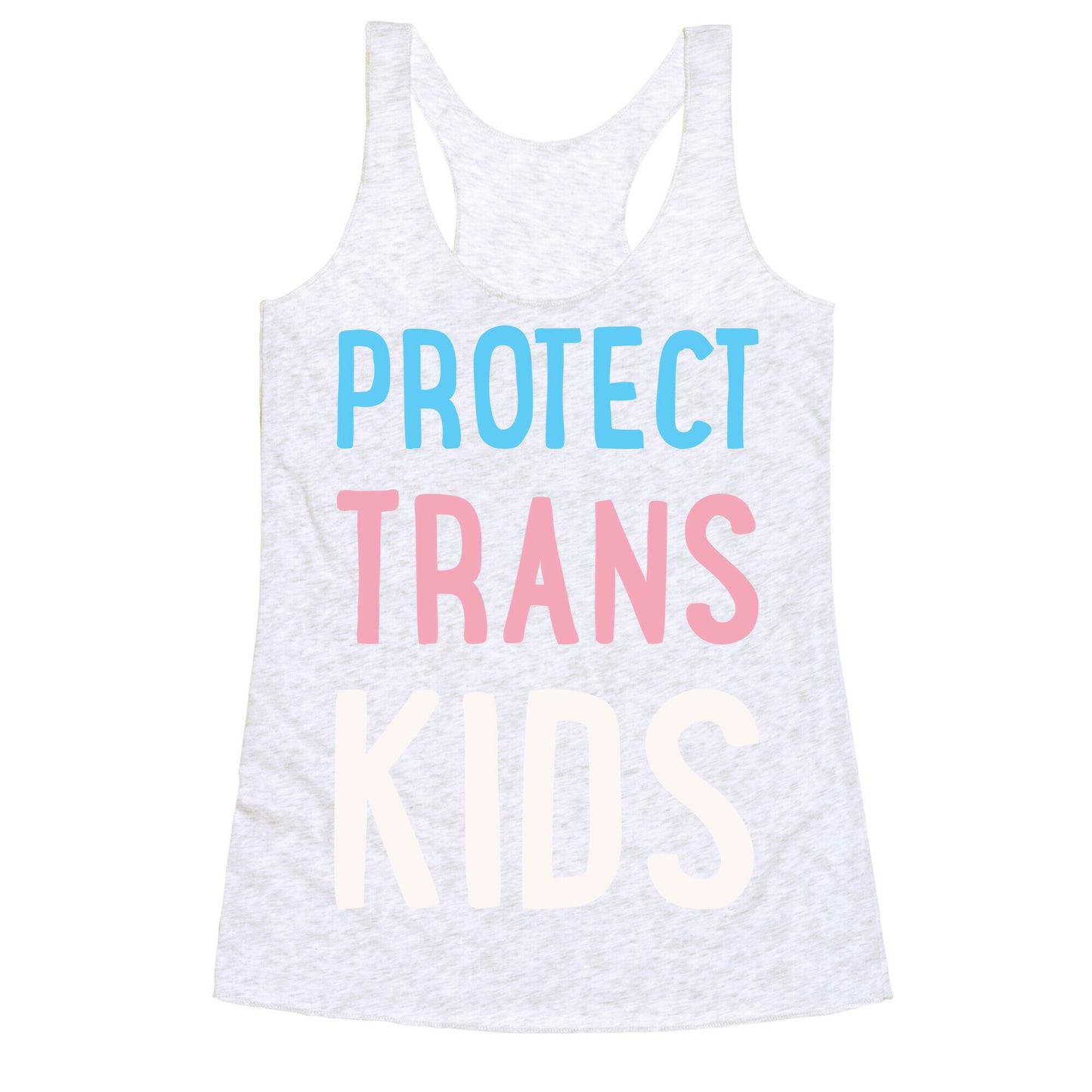 Protect Trans Kids White Print Racerback Tank