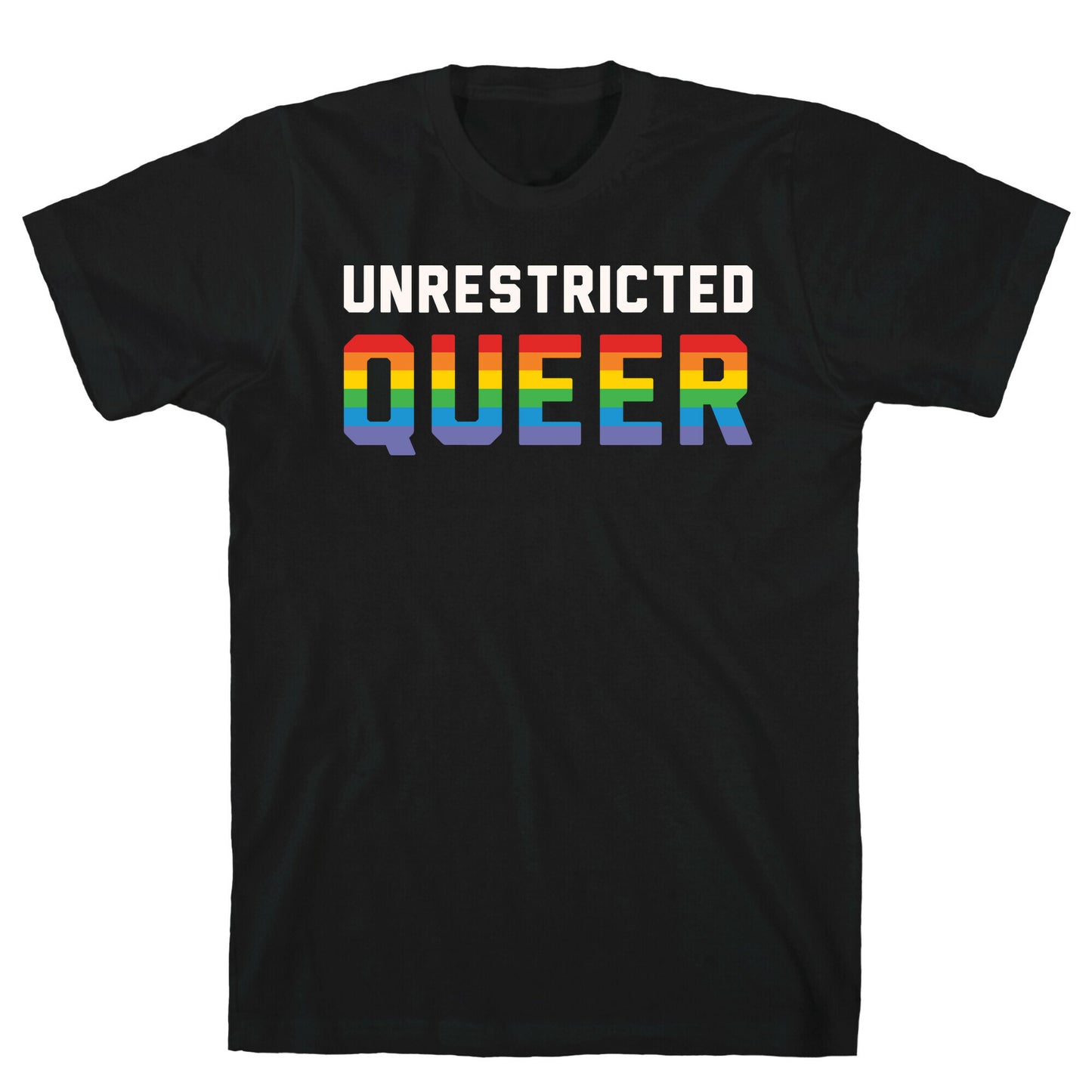 Unrestricted Queer White Print T-Shirt