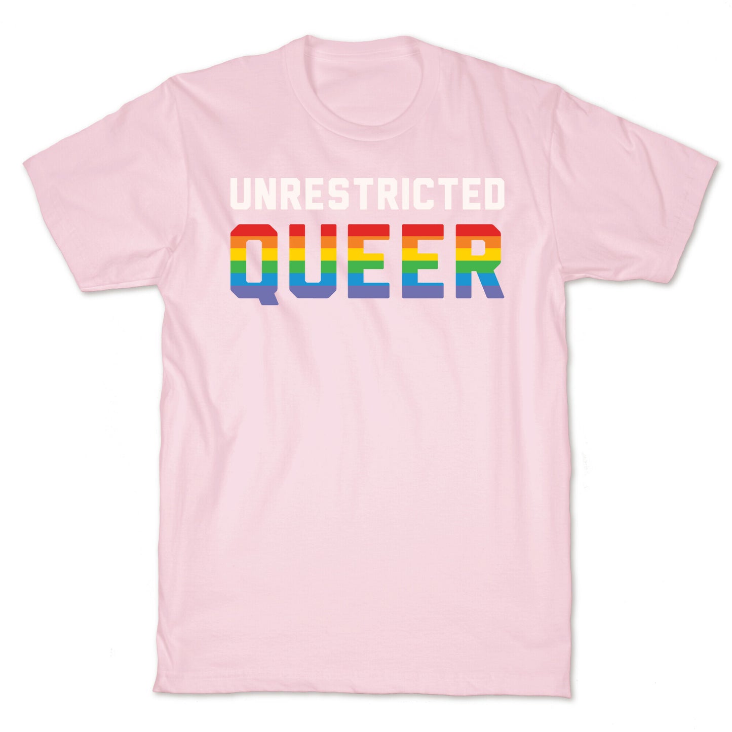 Unrestricted Queer White Print T-Shirt