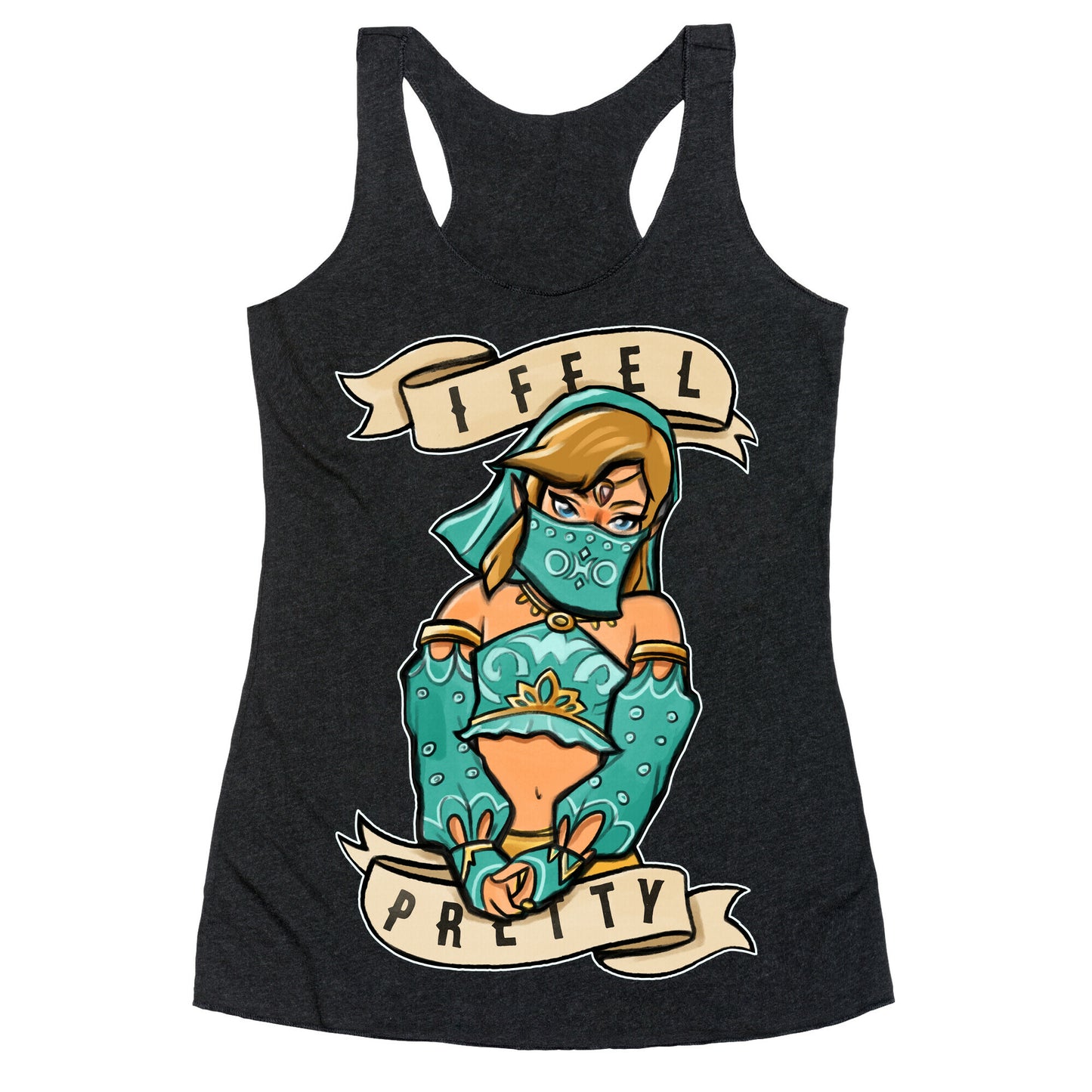 I Feel Pretty Gerudo Parody White Print Racerback Tank