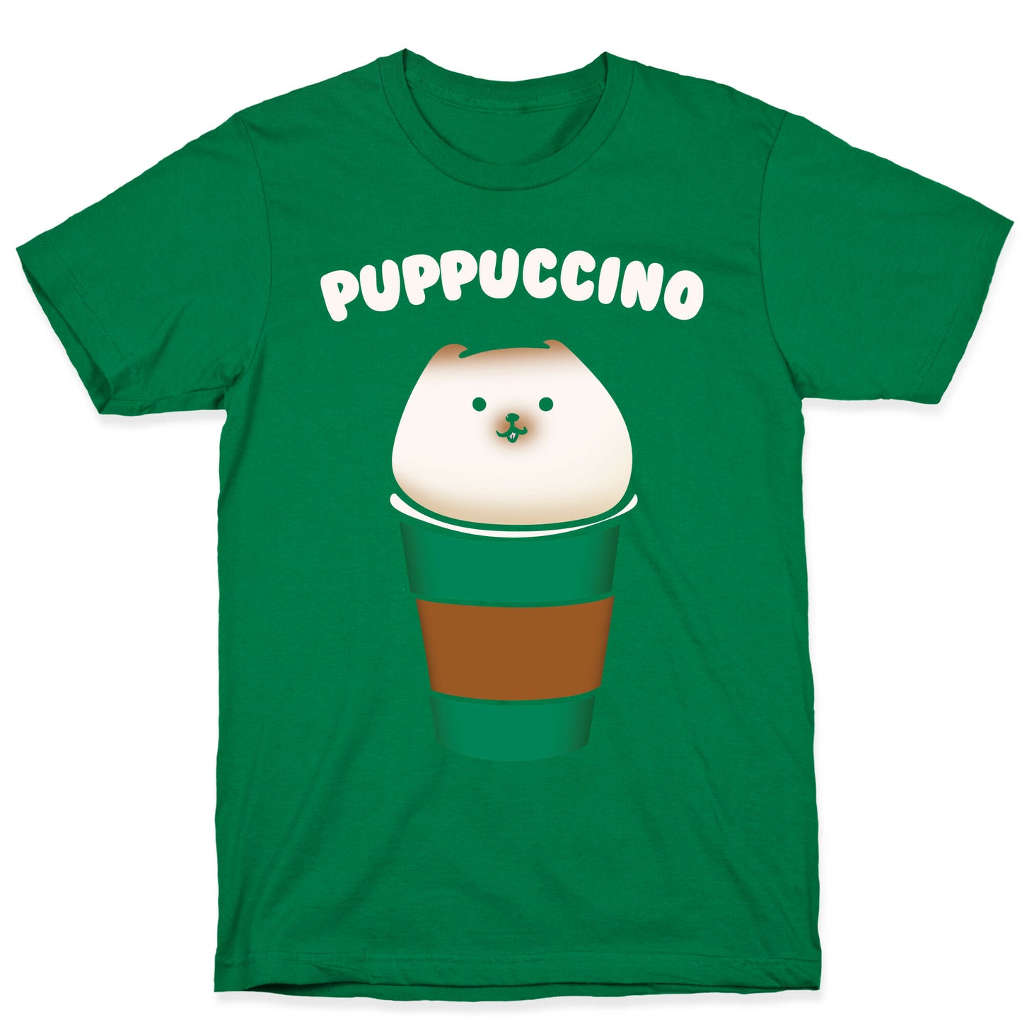Puppuccino Parody White Print T-Shirt