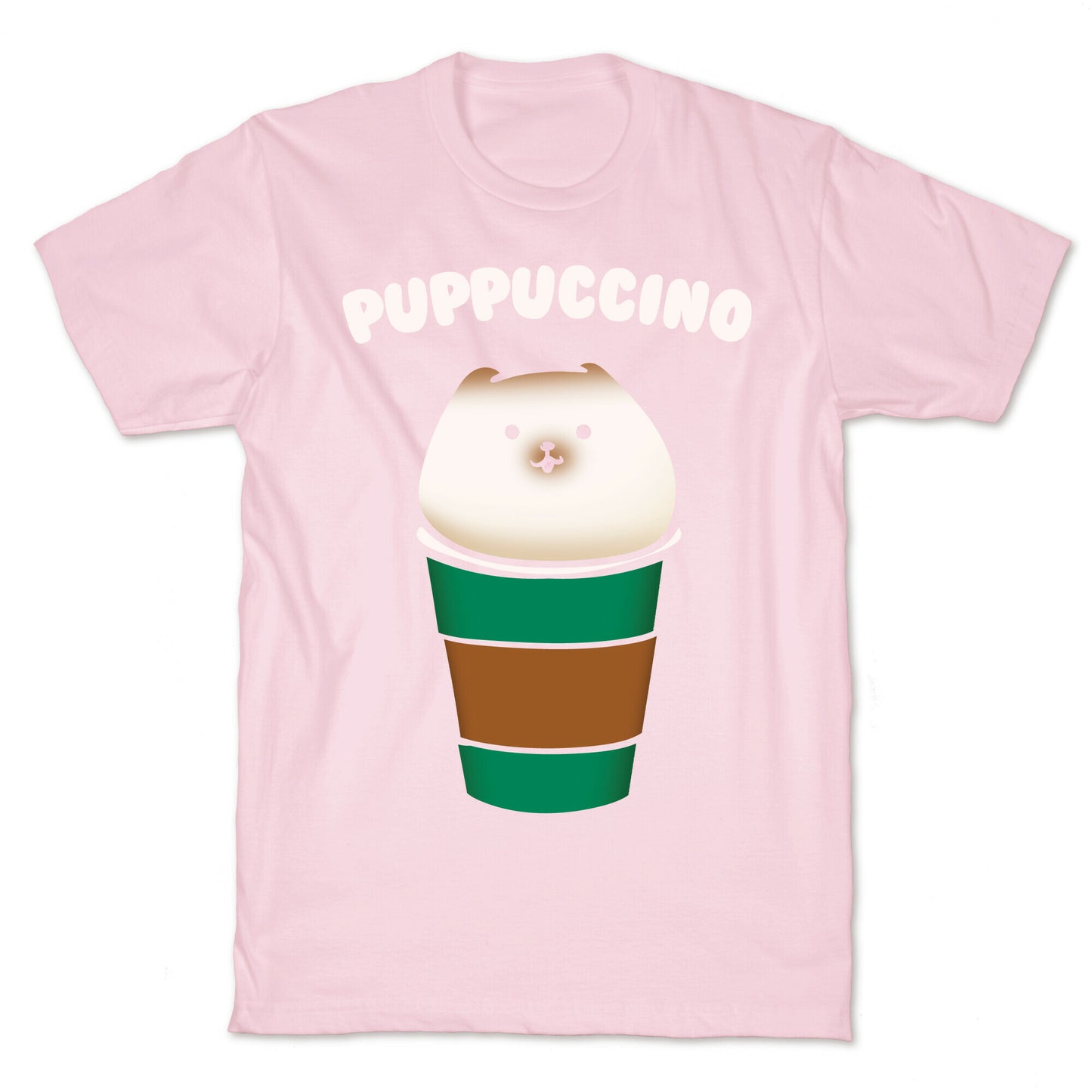 Puppuccino Parody White Print T-Shirt