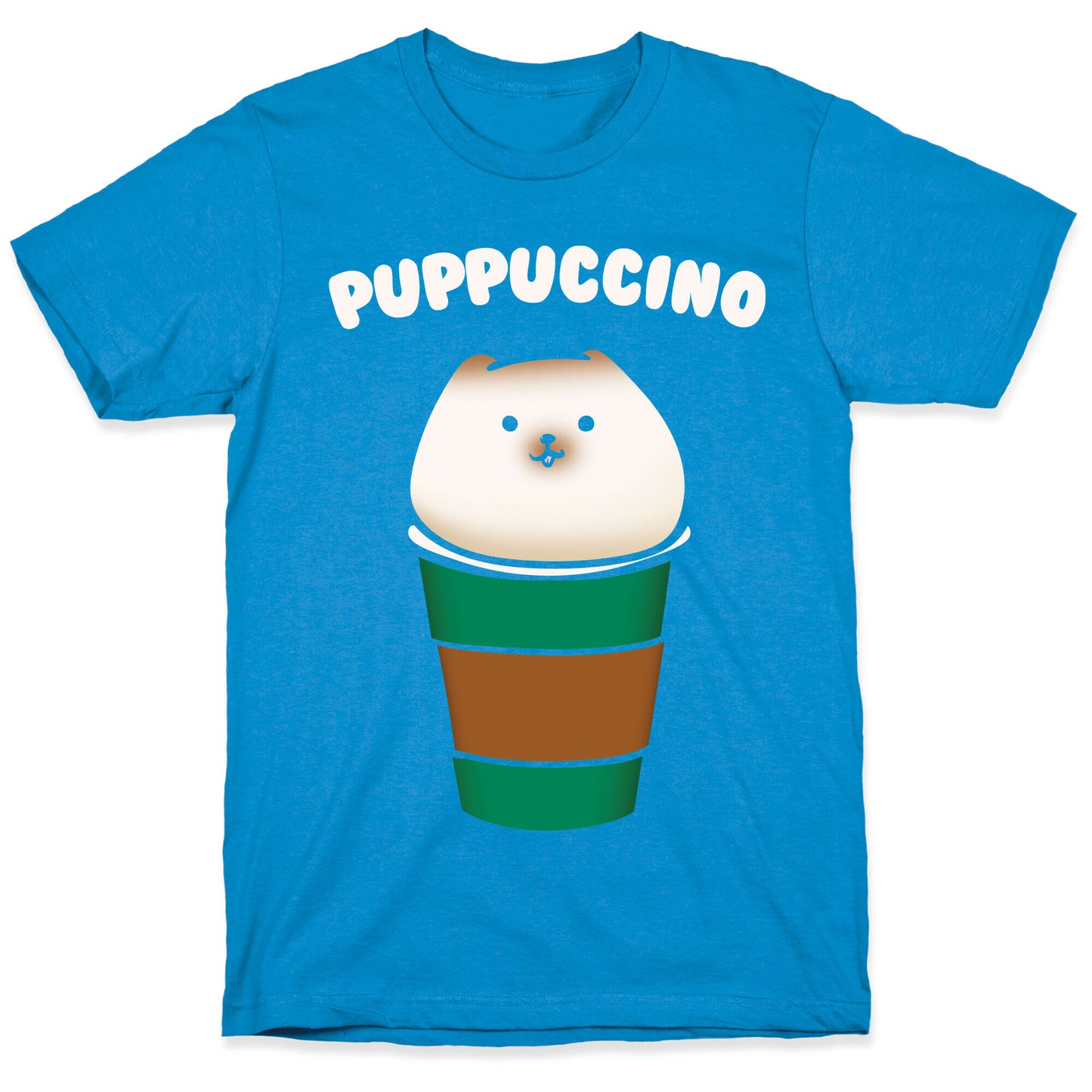 Puppuccino Parody White Print T-Shirt