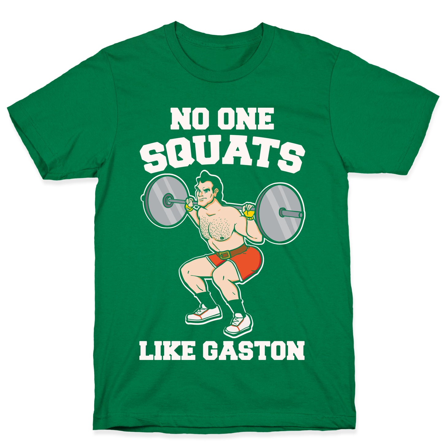 No One Squats Like Gaston Parody White Print T-Shirt