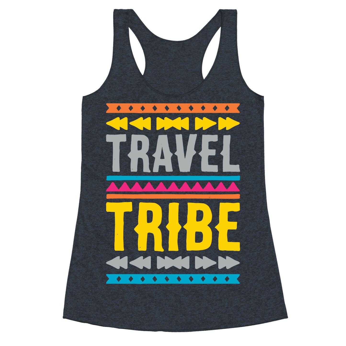 Travel Tribe White Print Racerback Tank