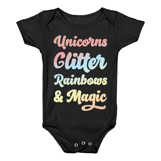 Unicorns Glitter Rainbows & Magic Baby One Piece
