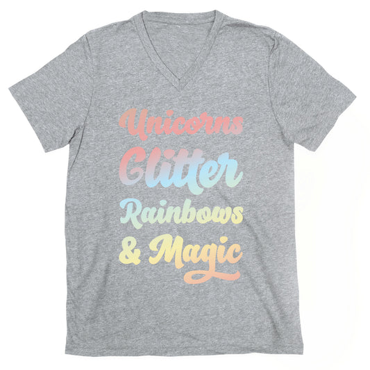 Unicorns Glitter Rainbows & Magic V-Neck