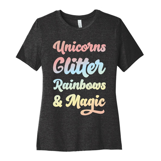 Unicorns Glitter Rainbows & Magic Women's Cotton Tee
