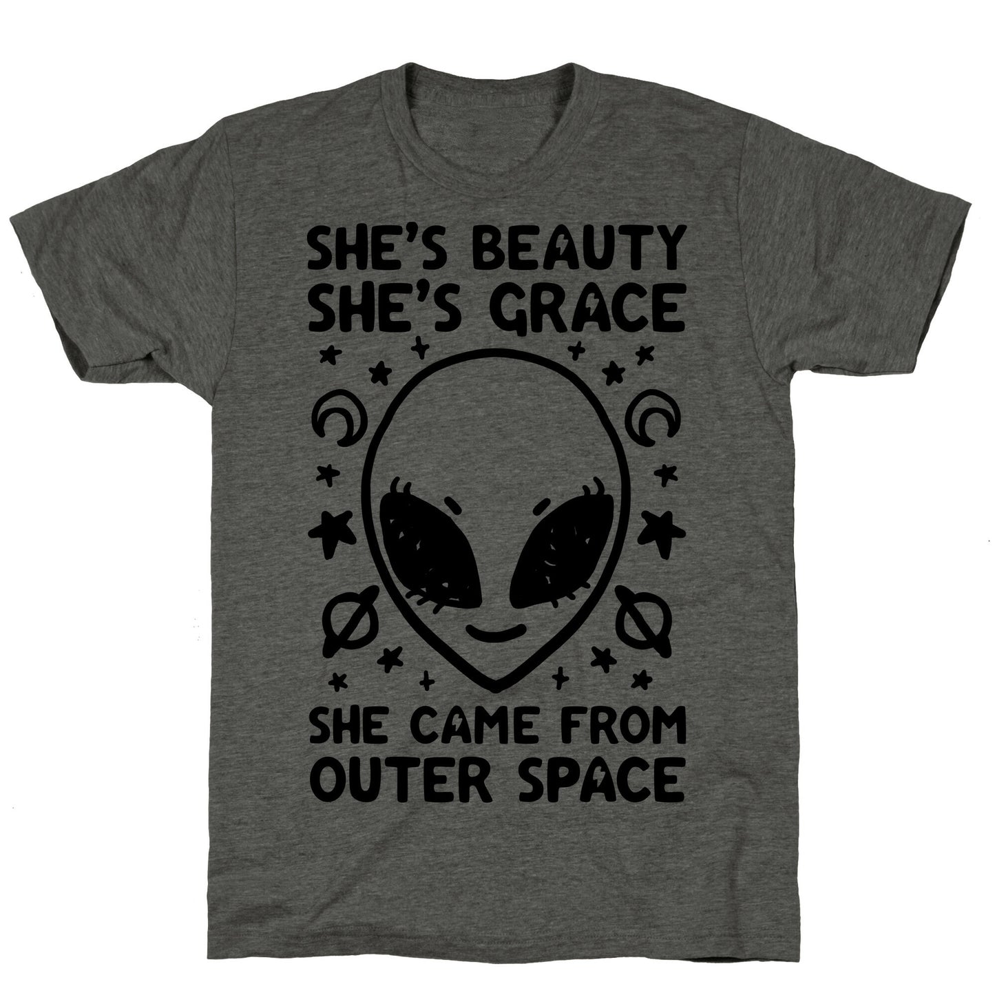 She's Beauty She's Grace She Came From Outer Space Unisex Triblend Tee