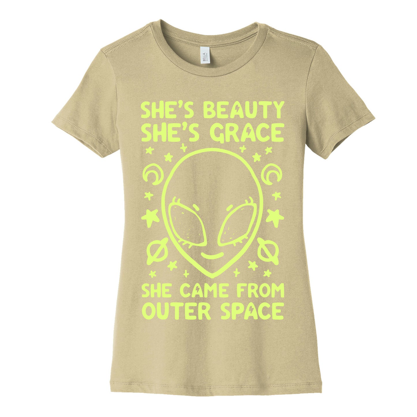 She's Beauty She's Grace She Came From Outer Space Women's Cotton Tee