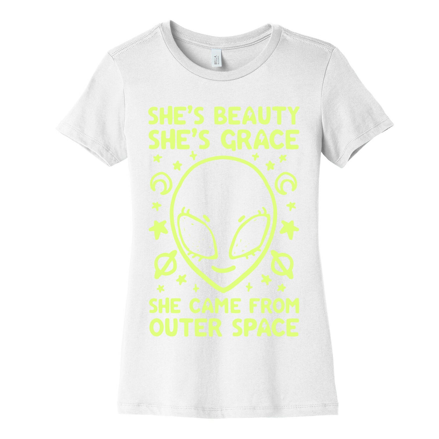 She's Beauty She's Grace She Came From Outer Space Women's Cotton Tee